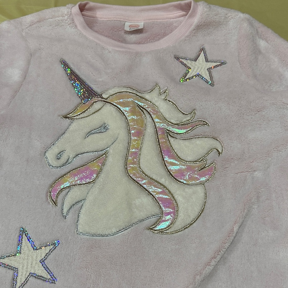 Pink Unicorn Sweatshirt with Star Accents size 14/16 XL - Picture 3 of 5